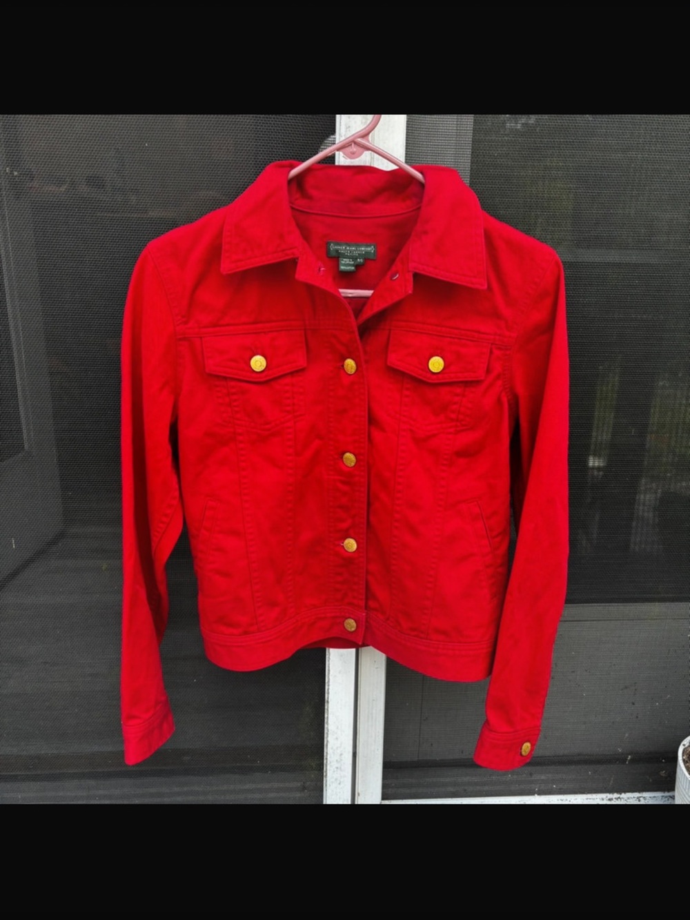 Ralph Lauren Red Denim Jacket with Gold-Tone Buttons